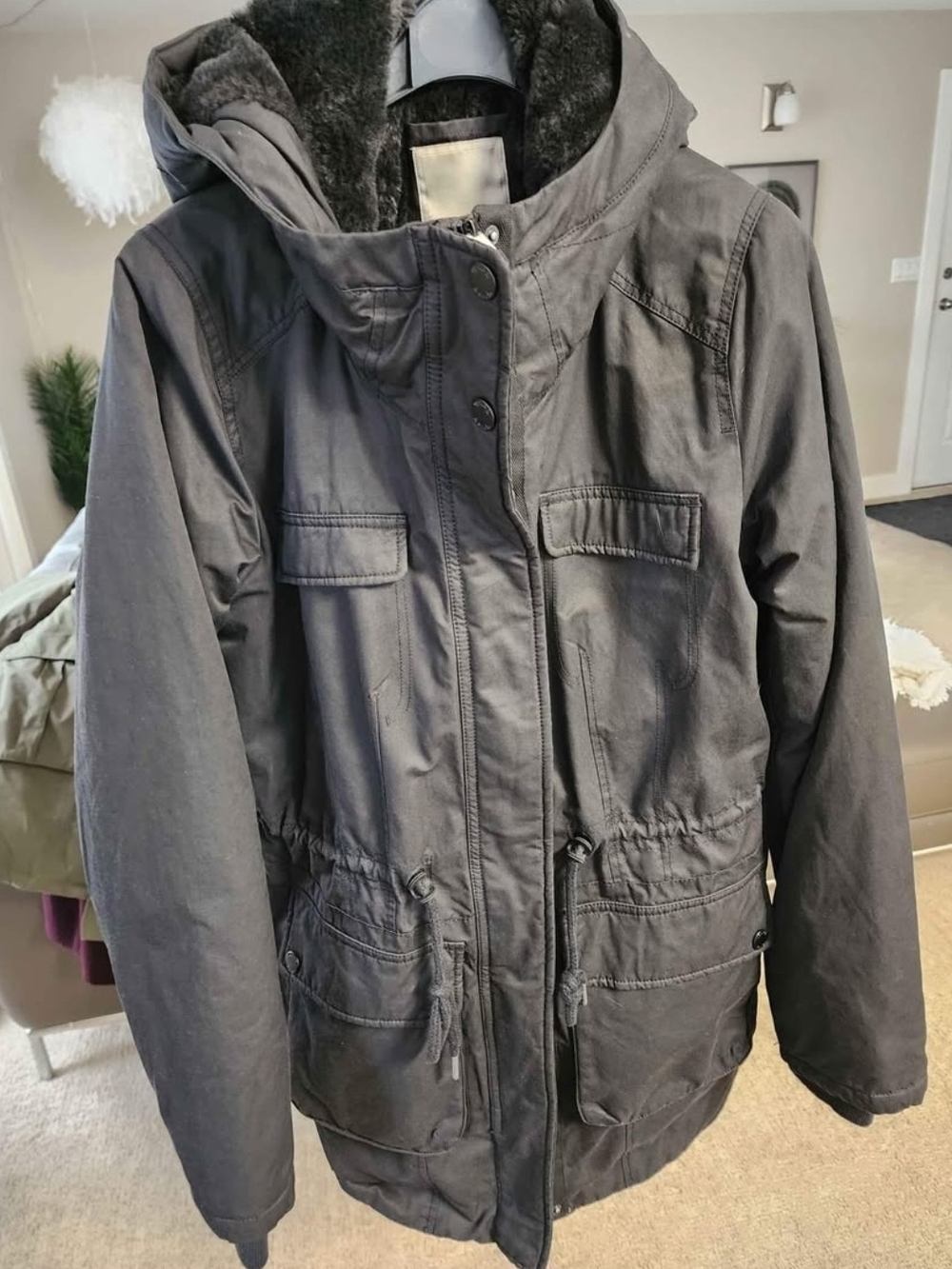 NEW Bench Black Faux Fur Lined Winter Jacket